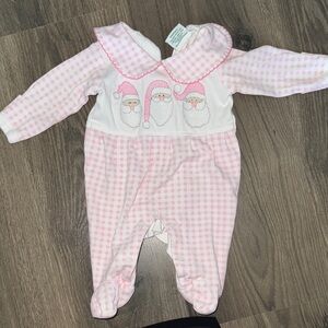 Pink Gingham Santa Baby One Piece